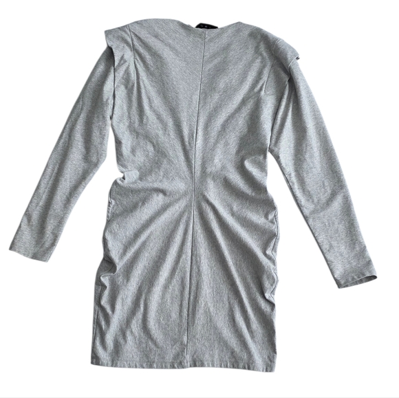 IRO Paris Emylie Gray Mini Dress Size Small Long Sleeve V Neck Cotton Blend - Picture 3 of 7